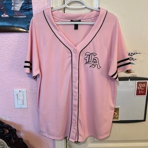 Pink LA Women’s Short Sleeve Button Up